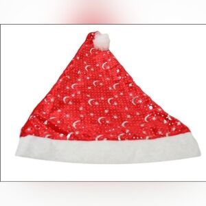 Festive Moon Star Christmas Santa Hat Red Traditional Fancy Xmas Hat